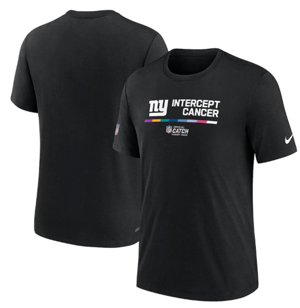 Men's New York Giants Black 2022 Crucial Catch Performance T-Shirt